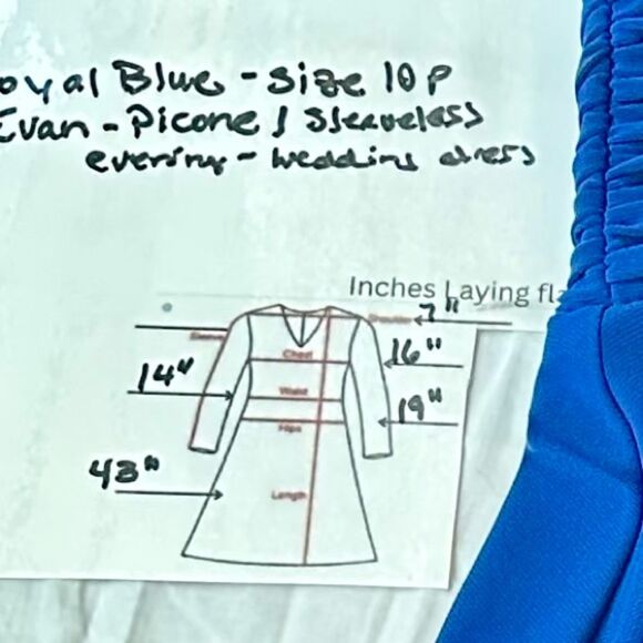 Evan Picone Electric Blue Halter Neck Pleated A-Line Dress Size 10P - Picture 7 of 8